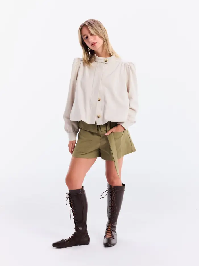 Collar Long Sleeve Zip Through Oversized Windbreaker