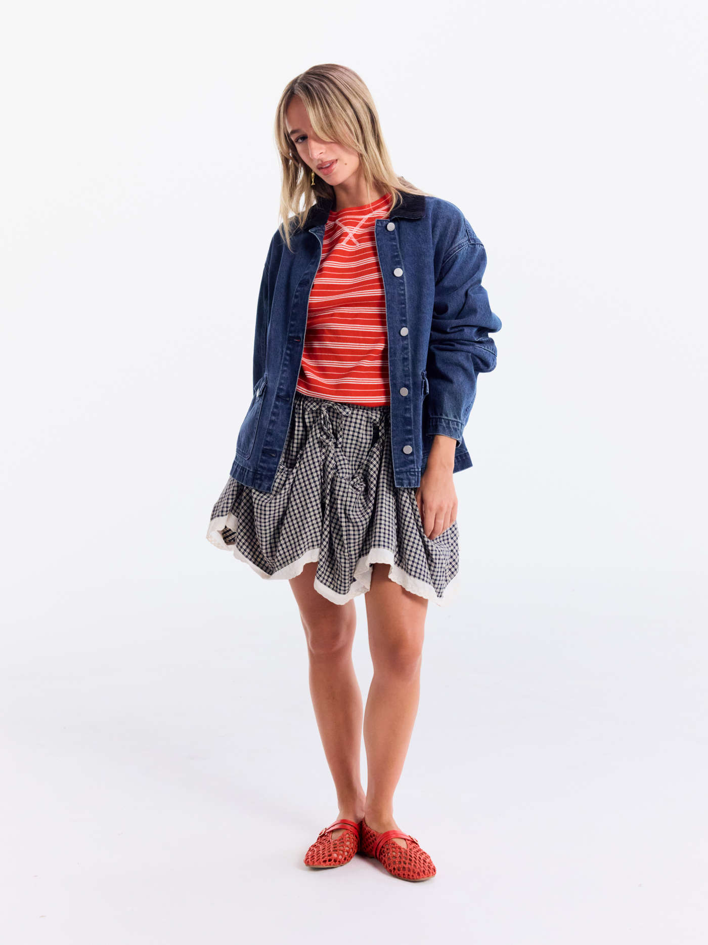  Collar Long Sleeve Oversized Denim Jacket