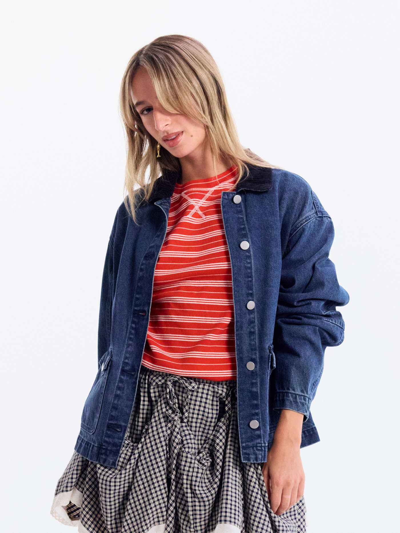  Collar Long Sleeve Oversized Denim Jacket