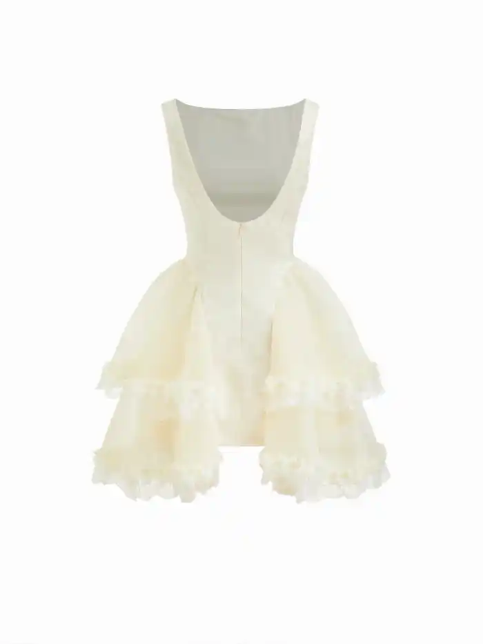 Mesh Ruffle Hem Ruched Midi Dress Curve & Plus