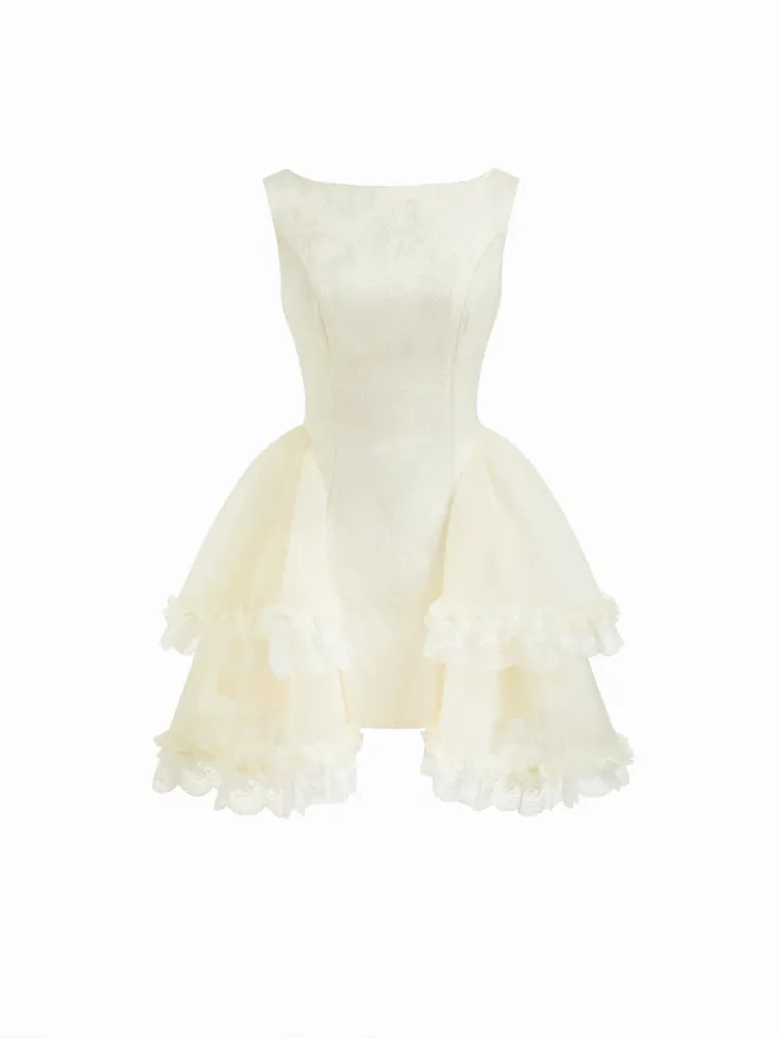 Mesh Ruffle Hem Ruched Midi Dress Curve & Plus