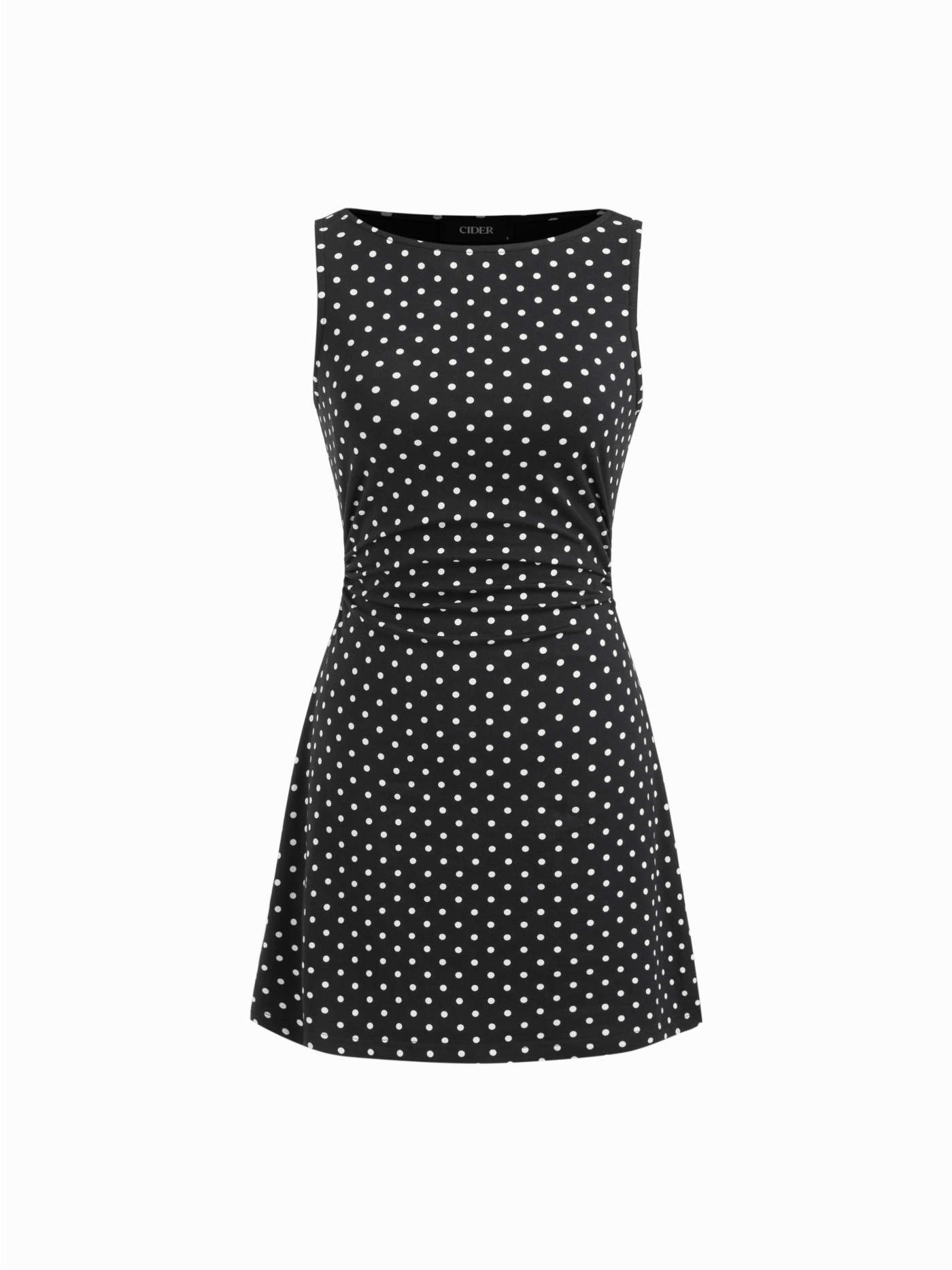 Tejido de punto Vestido Mini de Top de Tirantes con Repujos, Cuello de Barco y Puntos, de Mezcla de Algodón For Informal diario Fecha