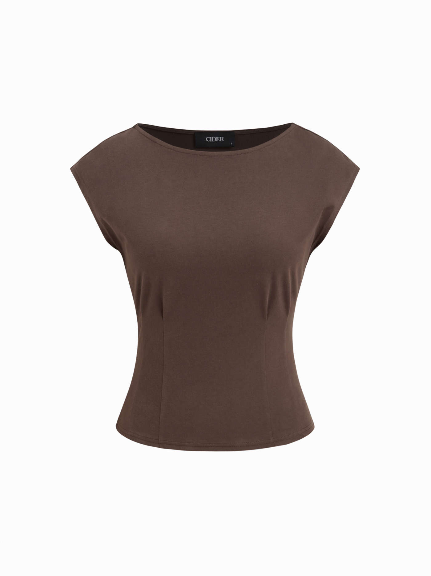 Cotton-blend Boat Neck Cinched Waist Tee