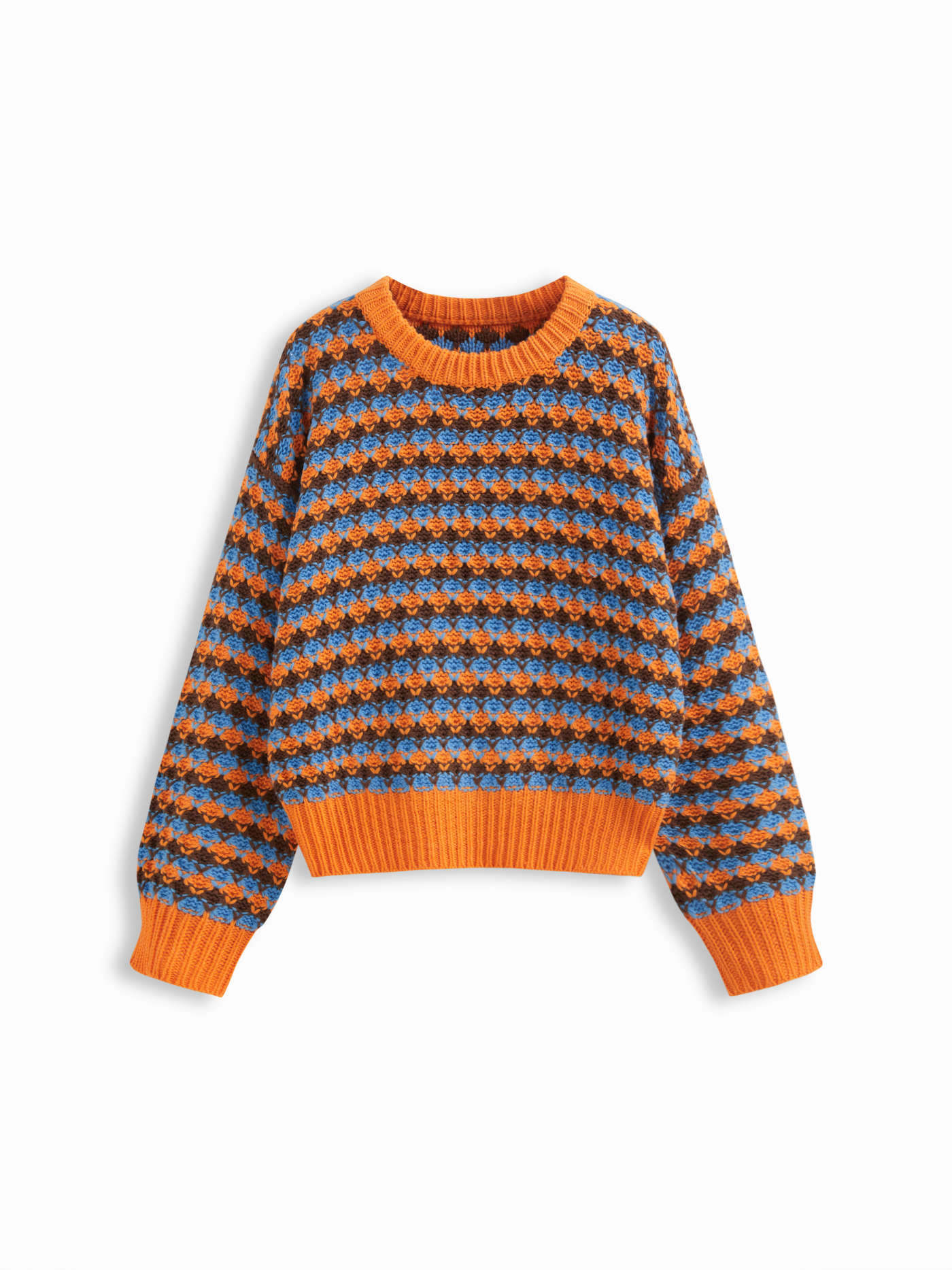 Knit Geometric Contrasting Binding Oversized Top
