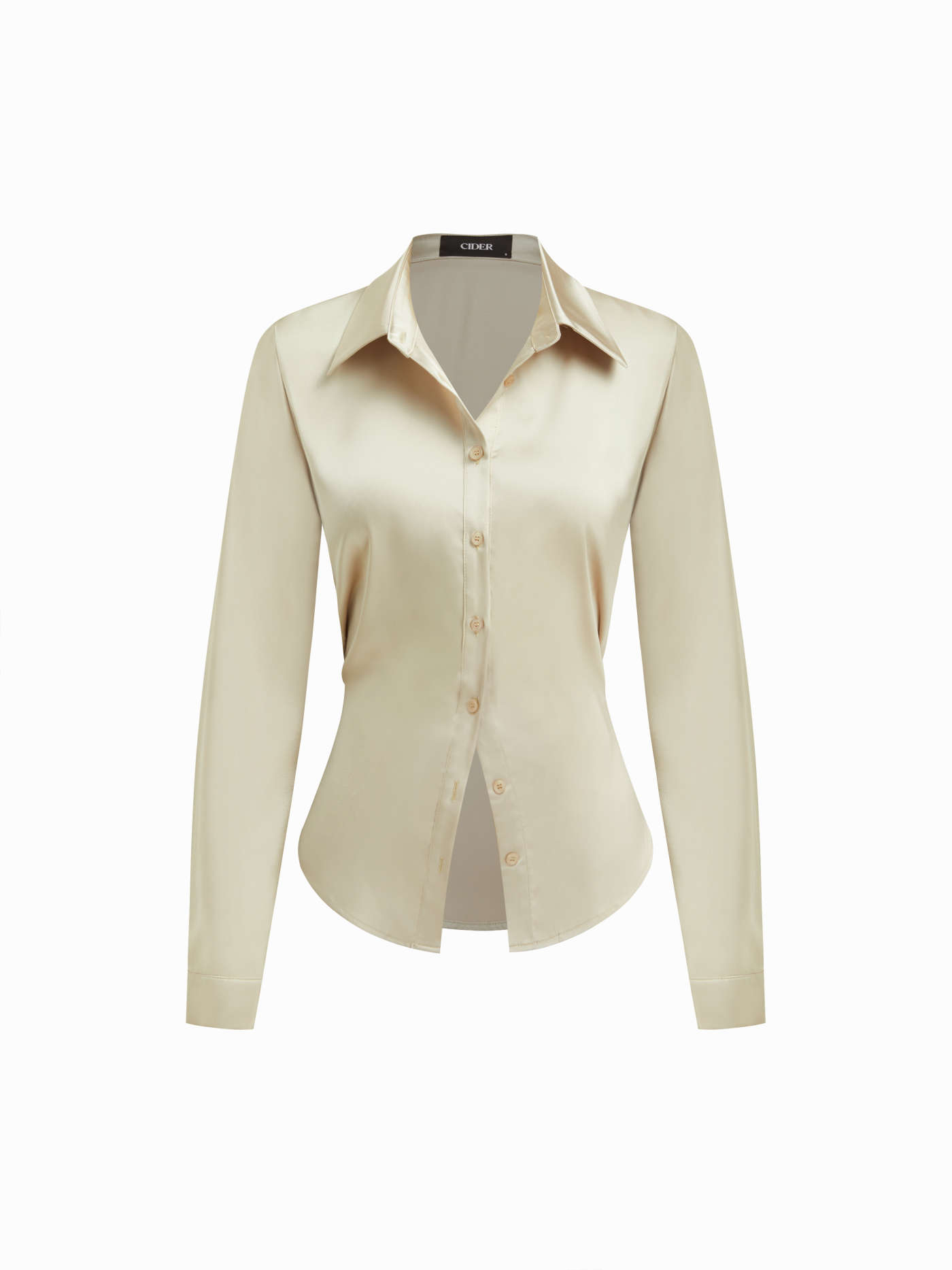 Satin Collar Long Sleeve Shirt