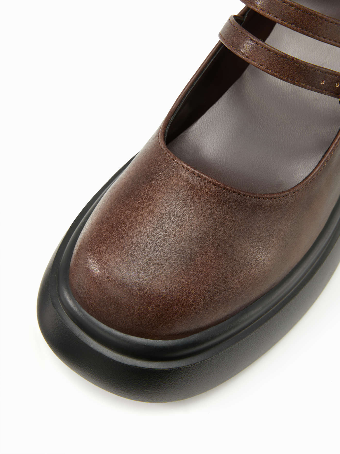 CHUNKY HEELED DOUBLE BUCKLE LOAFERS For Daily Casual Date Coffee Shop