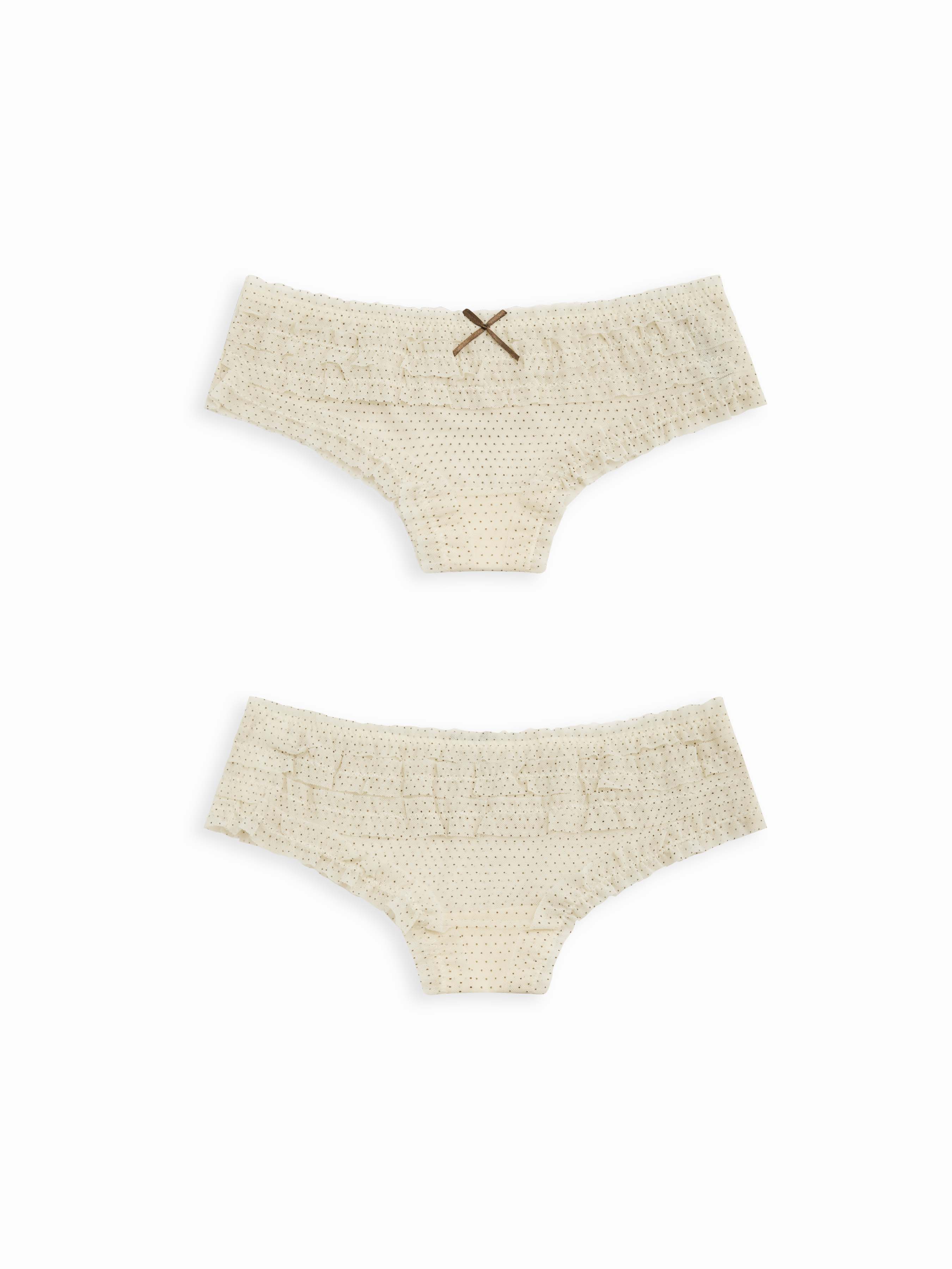 5 PCS Lace Mid Rise Lettuce Trim Bowknot Brief