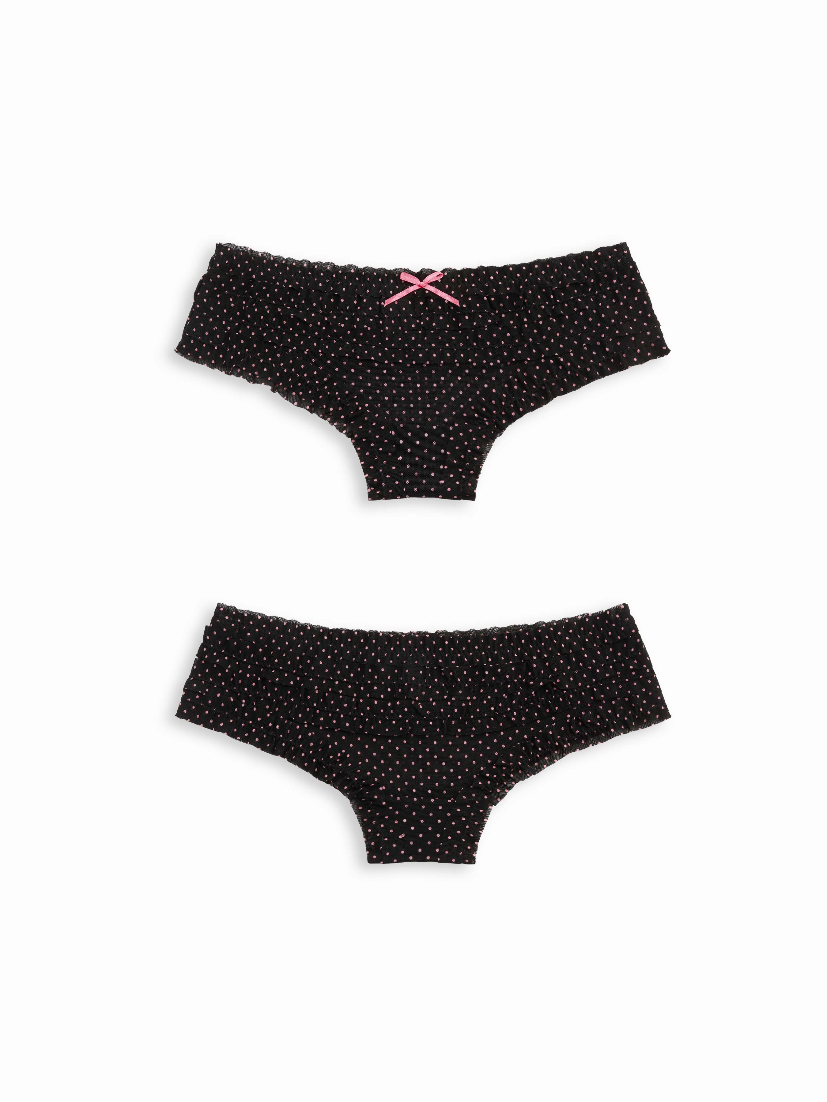 5 PCS Lace Mid Rise Lettuce Trim Bowknot Brief