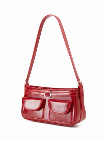 BORSA A SPALLA QUADRATA A DOPPIA TASCA
