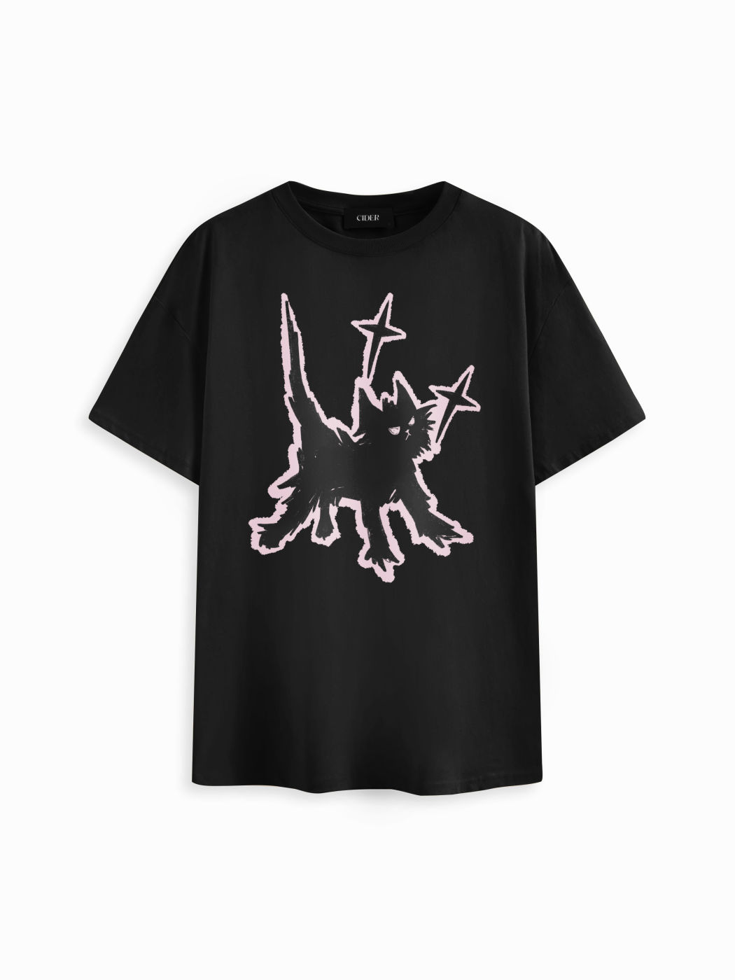 Cotton-blend Cat Oversized Short Sleeve Tee