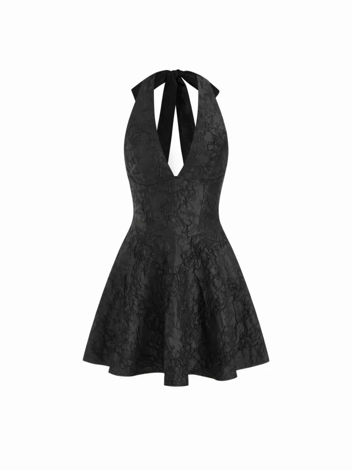 Off-shoulder Zipper Mini Dress