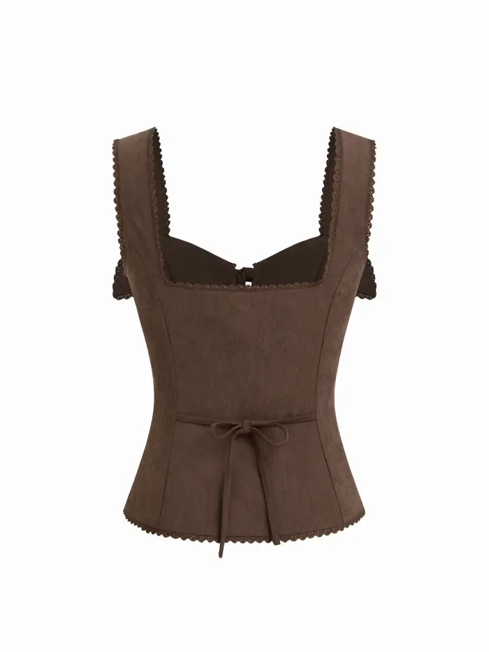 Velvet Square Neck Floral Tank Top