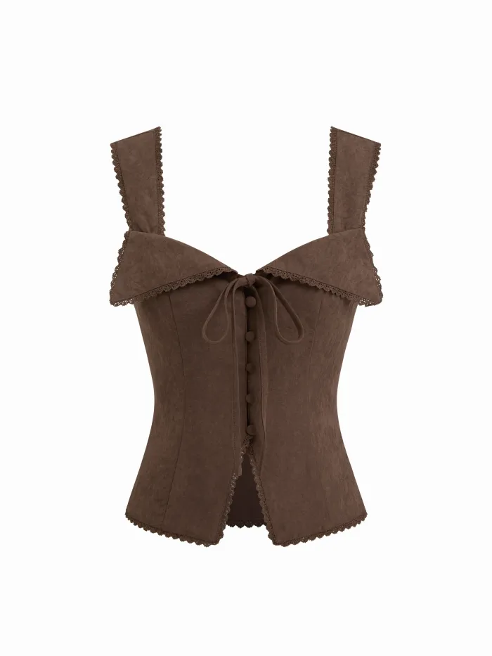 Velvet Square Neck Floral Tank Top