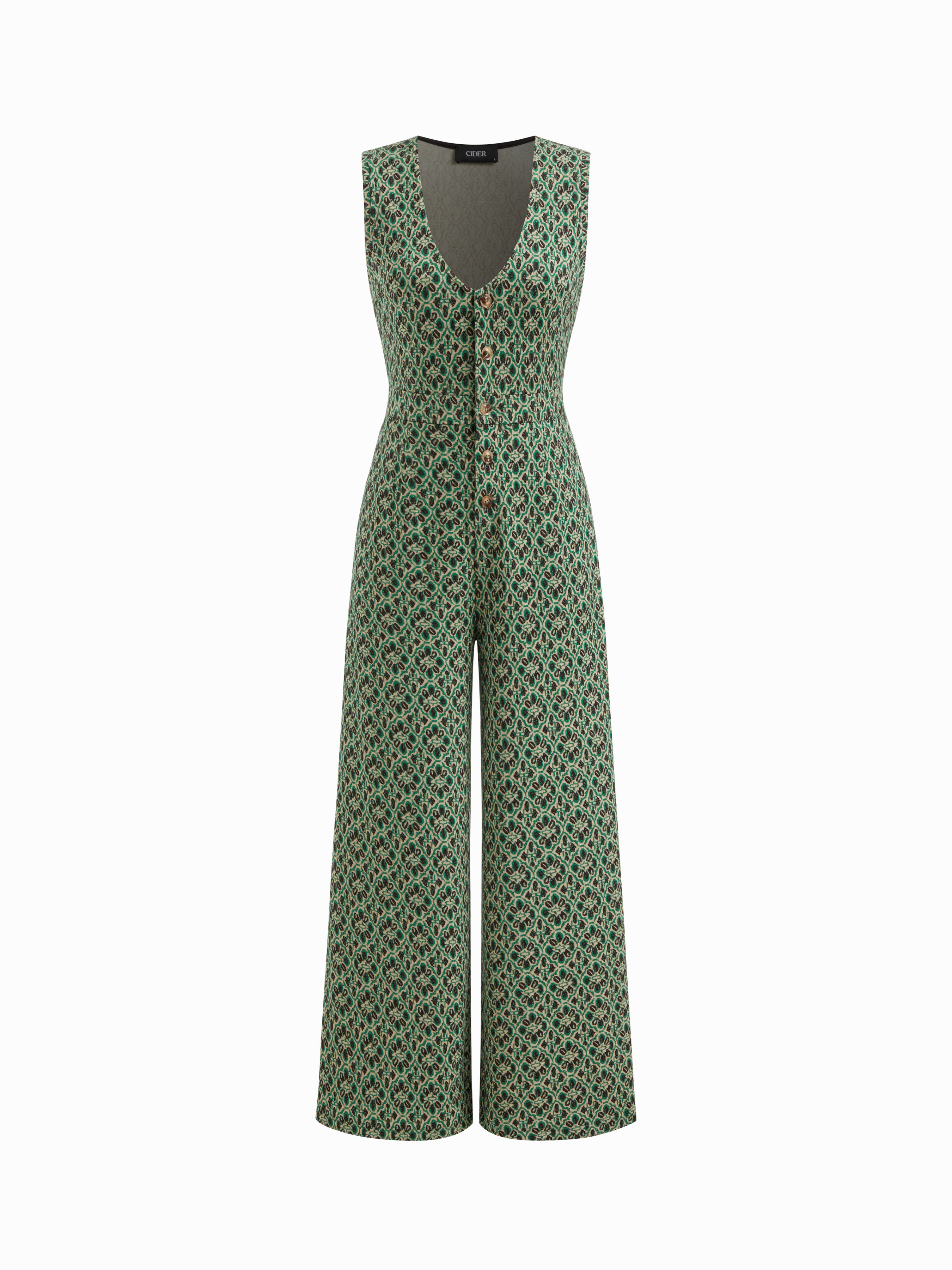 織布 コットン混Vネック・ストライプ・ノット・ワイド・レッグ 織布 コットン混Vネック・ストライプ・ノット・ワイド・レッグ