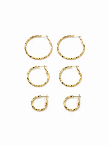 SET DI 3 PAIA DI ORECCHINI A CERCHIO INTRECCIATI