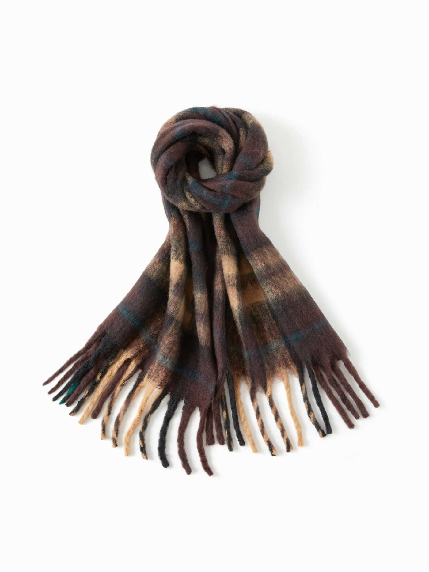 PLAID FRINGED SCARF