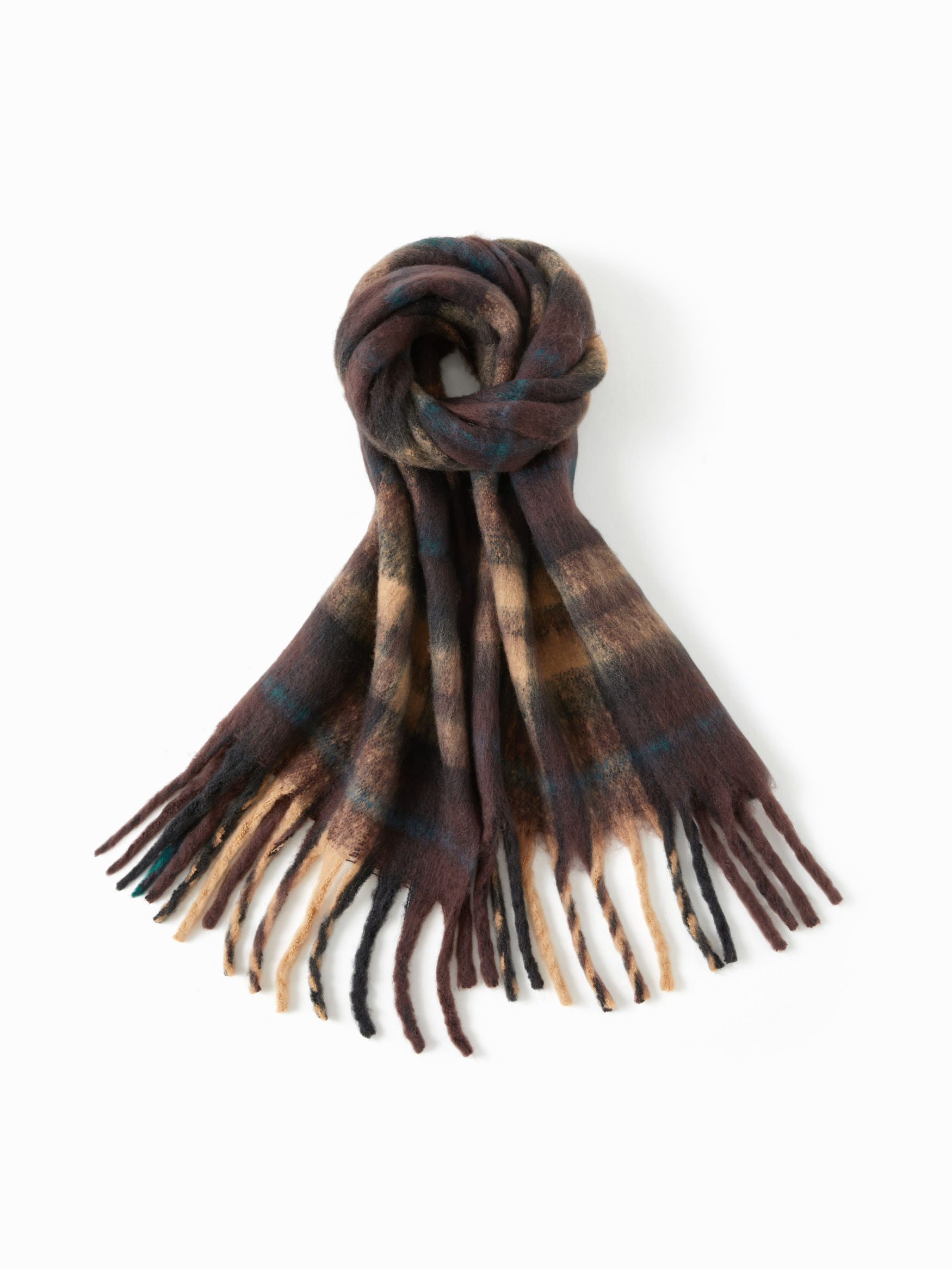 PLAID FRINGED SCARF