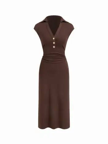 Collar Ruched Knotted Straight Leg Jumpsuit