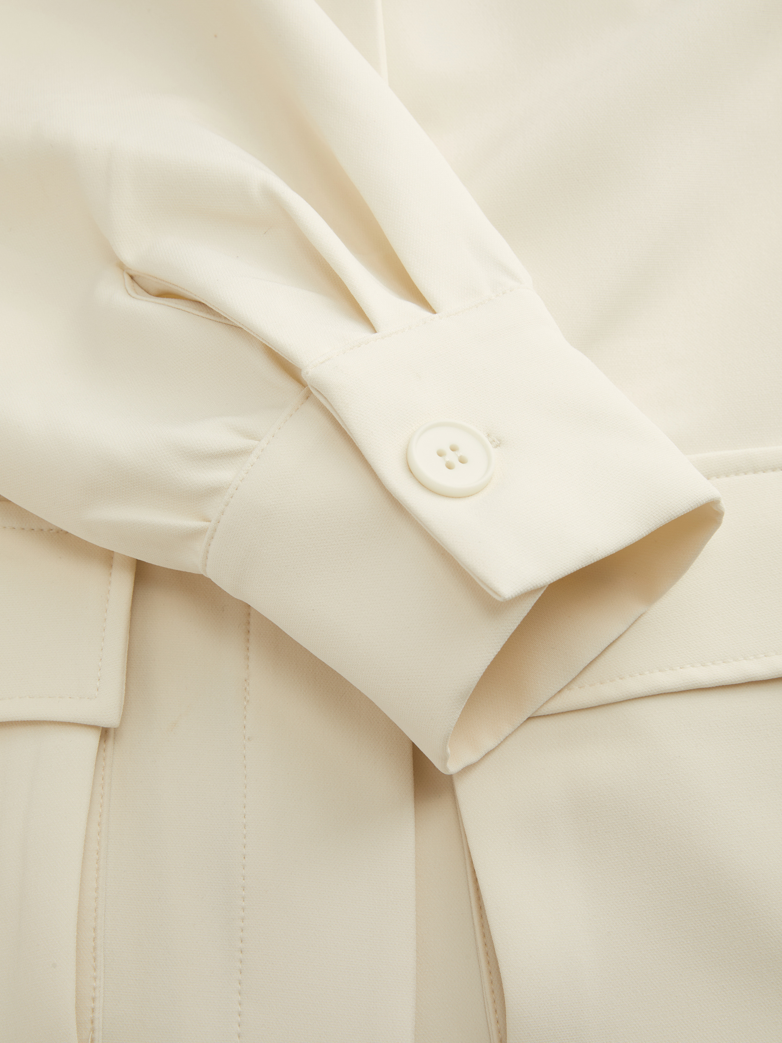 Stand Collar Solid Button Ruched Oversized Jacket