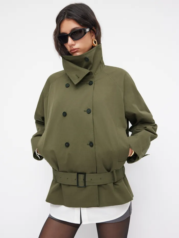 Faux Fur Collar Leopard Print Oversized Jacket