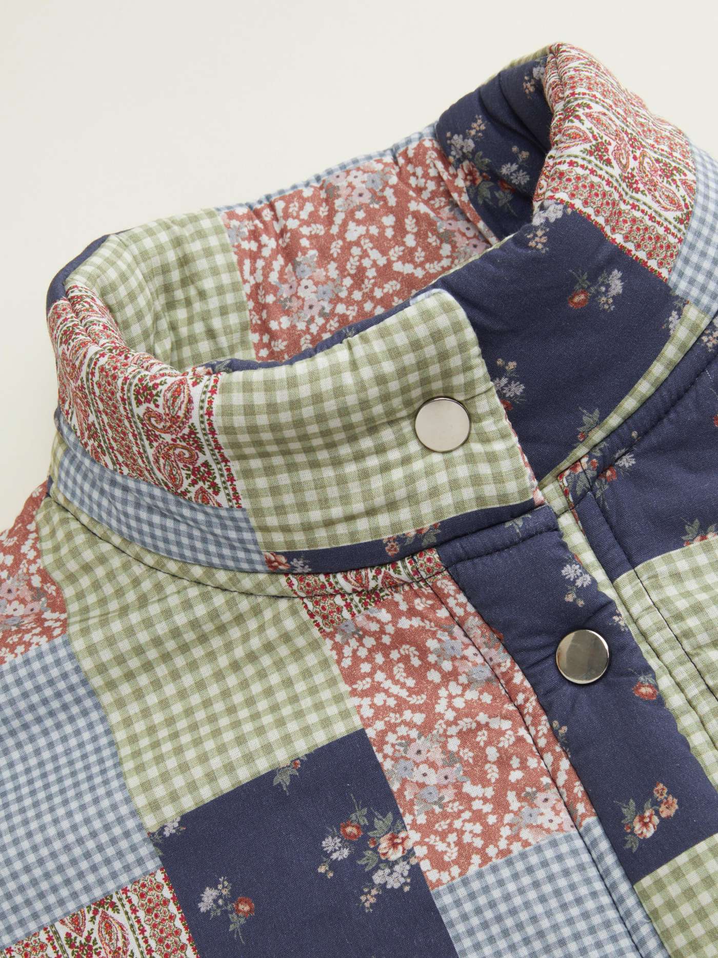 Fleece Floral Patchy Stand Collar Drawstring Oversized  Puffer Jacket