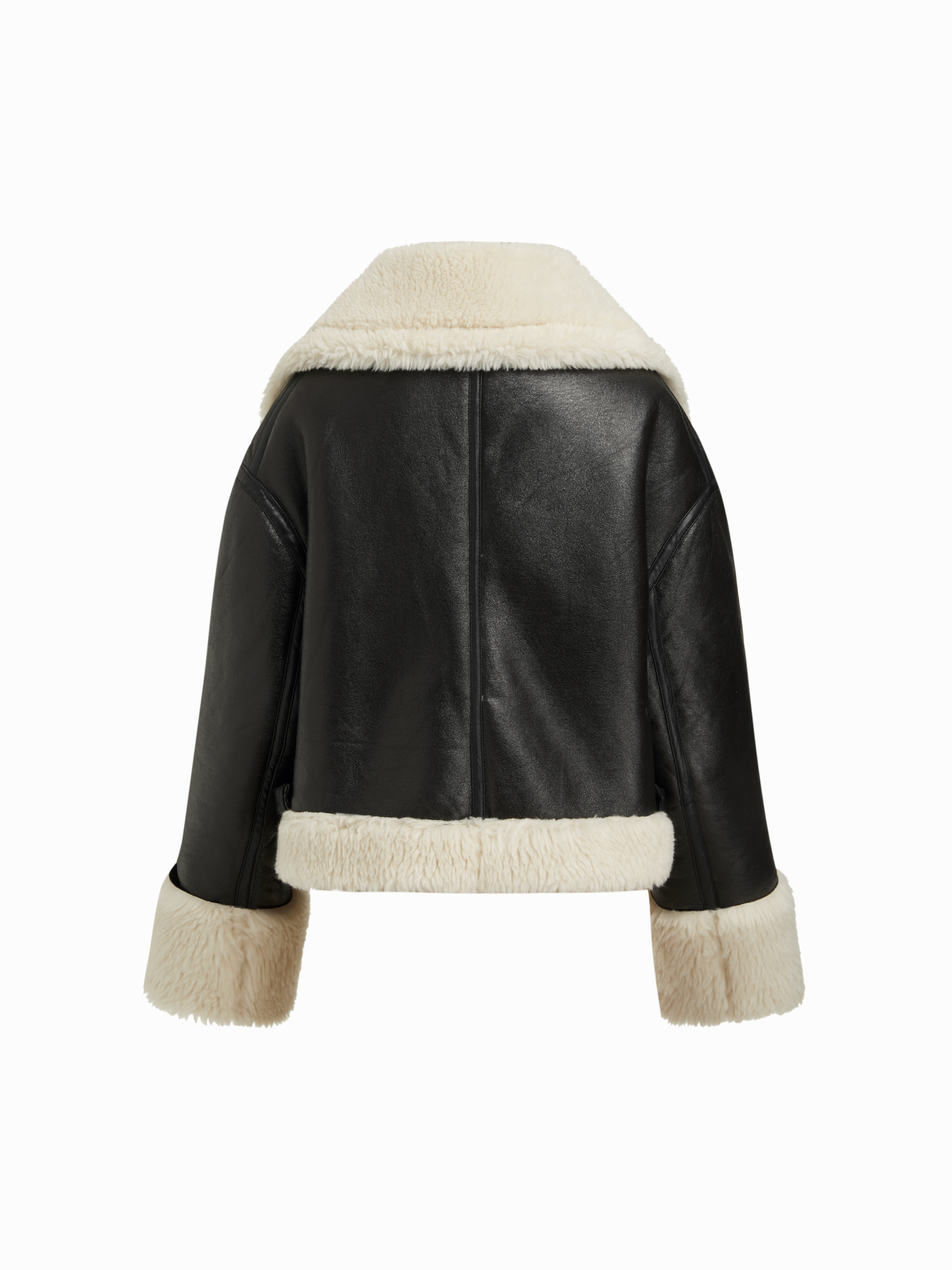 Faux Shearling Faux Shearling Collar Belted Oversized Jacket