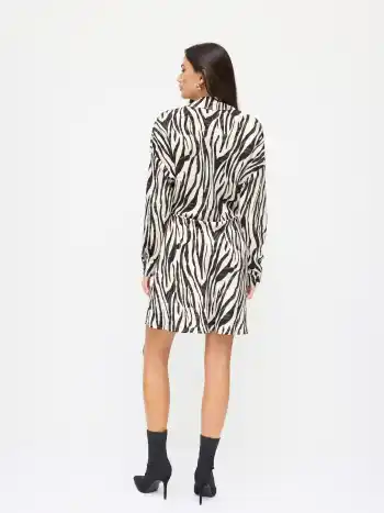 Zebrastreifen Hemdkleid mit Kragen und langen Ärmeln
