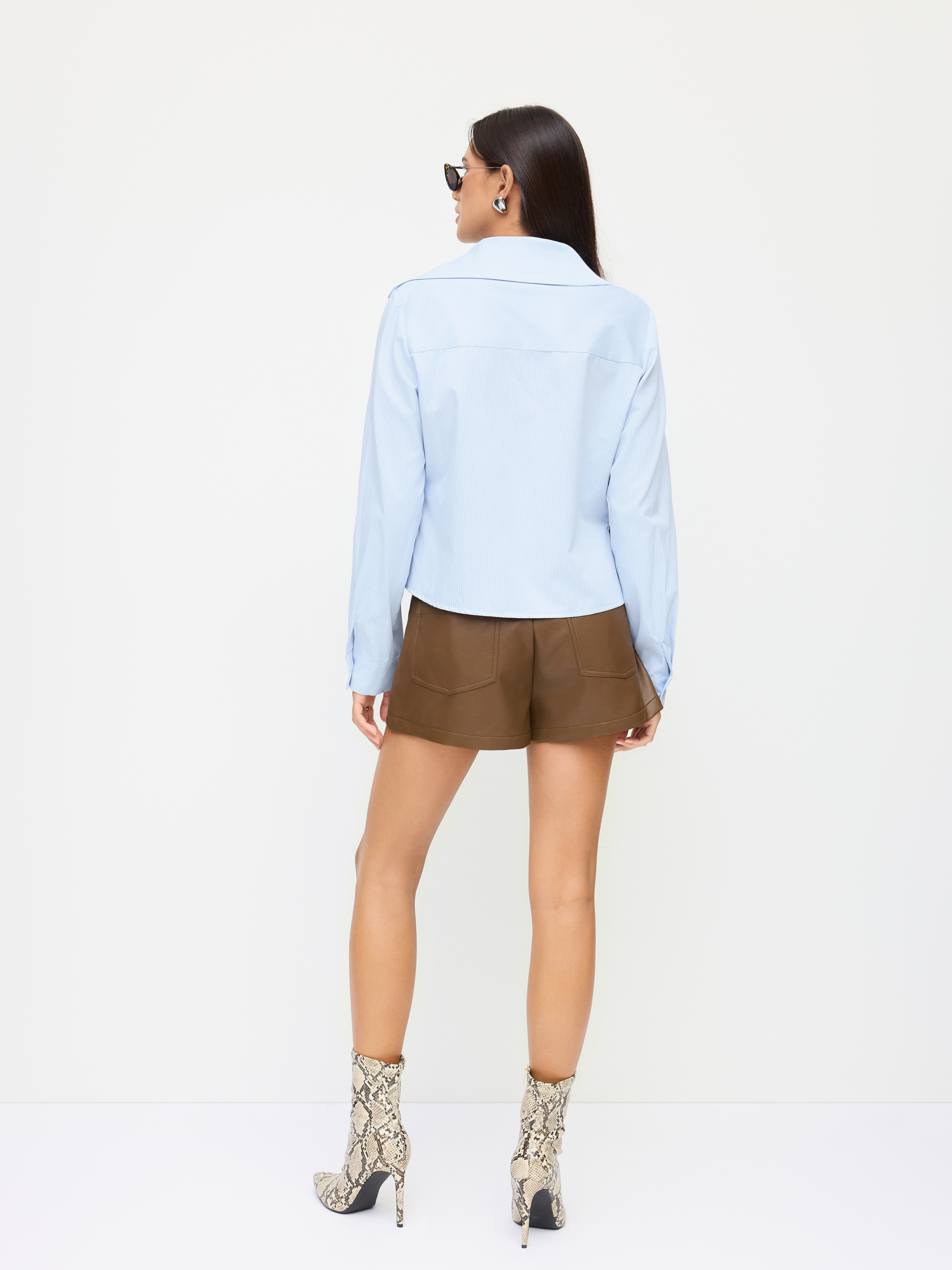 Faux Leather Mid Rise Micro Shorts