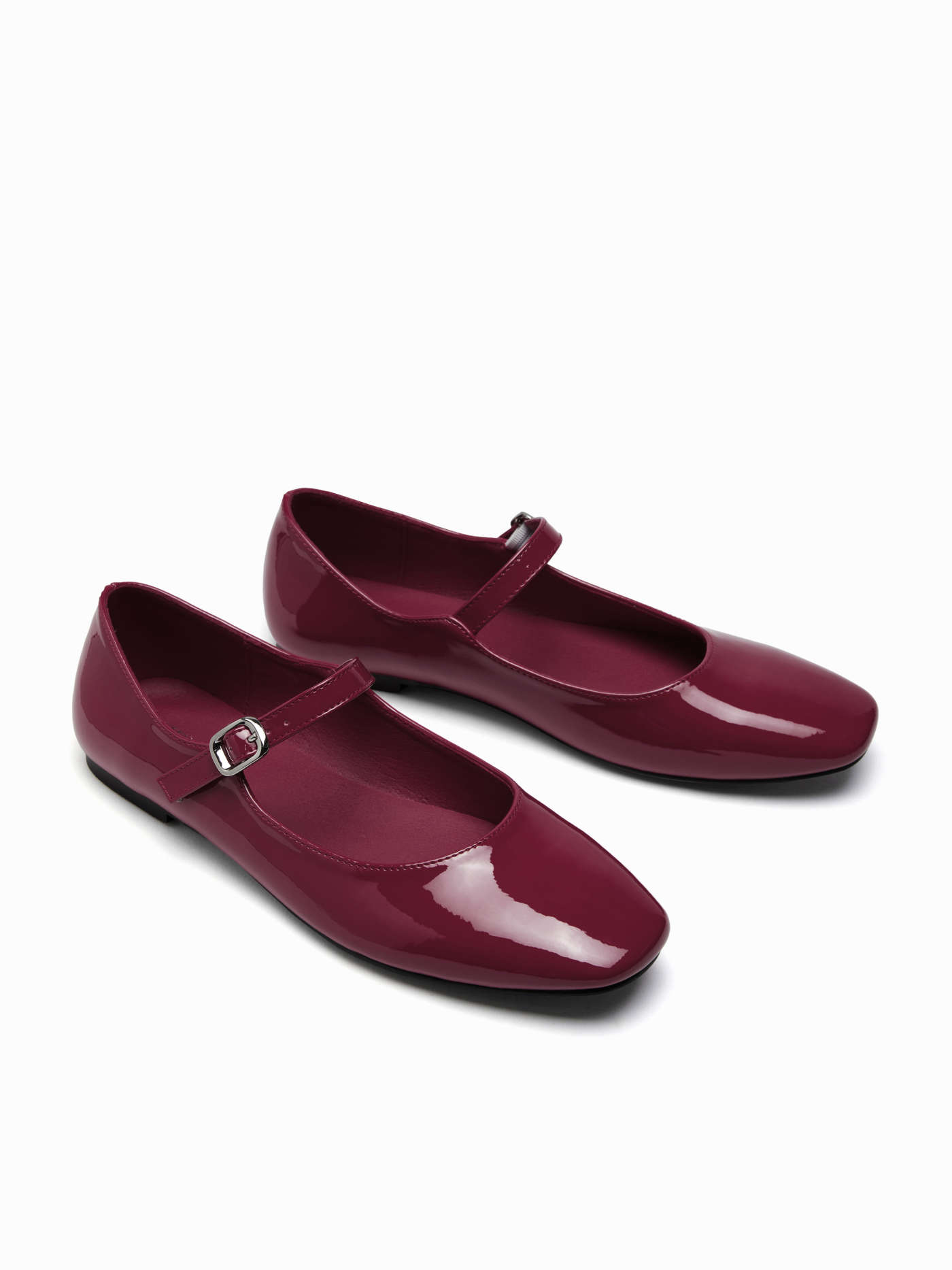 FAUX PATENT LEATHER MARY JANE FLATS