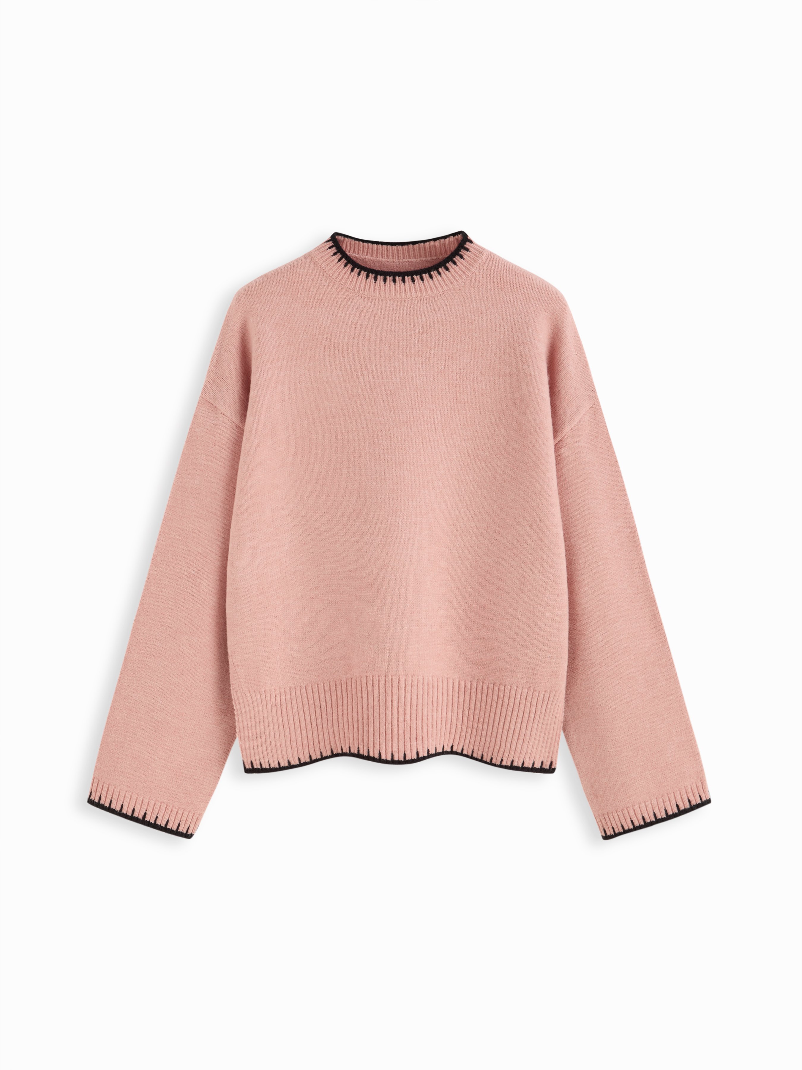 Contrast-Binding Knit Top