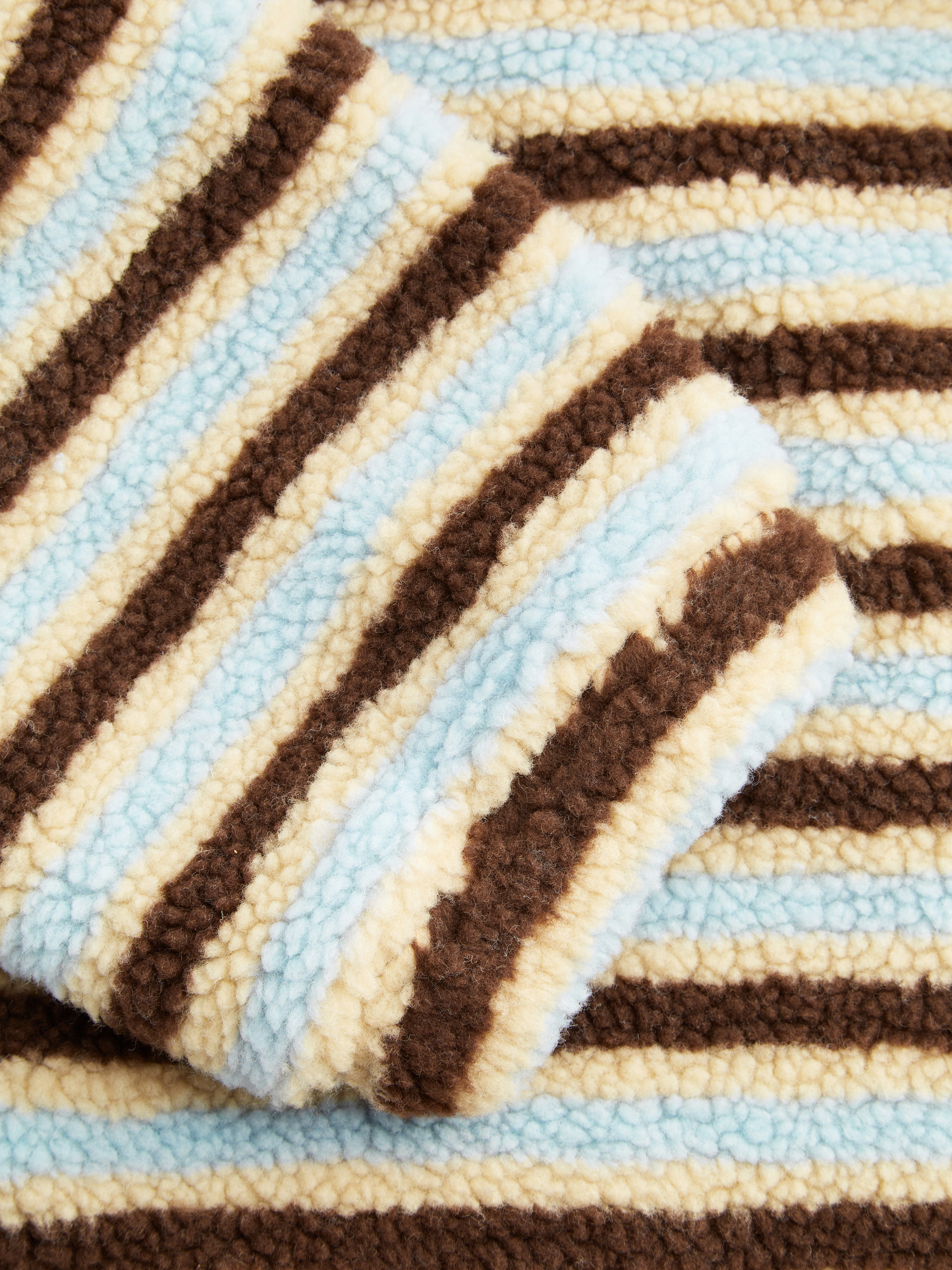 Fleece Stripe Stand Collar Drawstring Half Zip Oversized Sweatshirt Curve & Plus