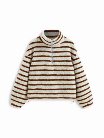 Cotton Plaid Hooded Drawstring Contrasting Lace Oversized Jacket