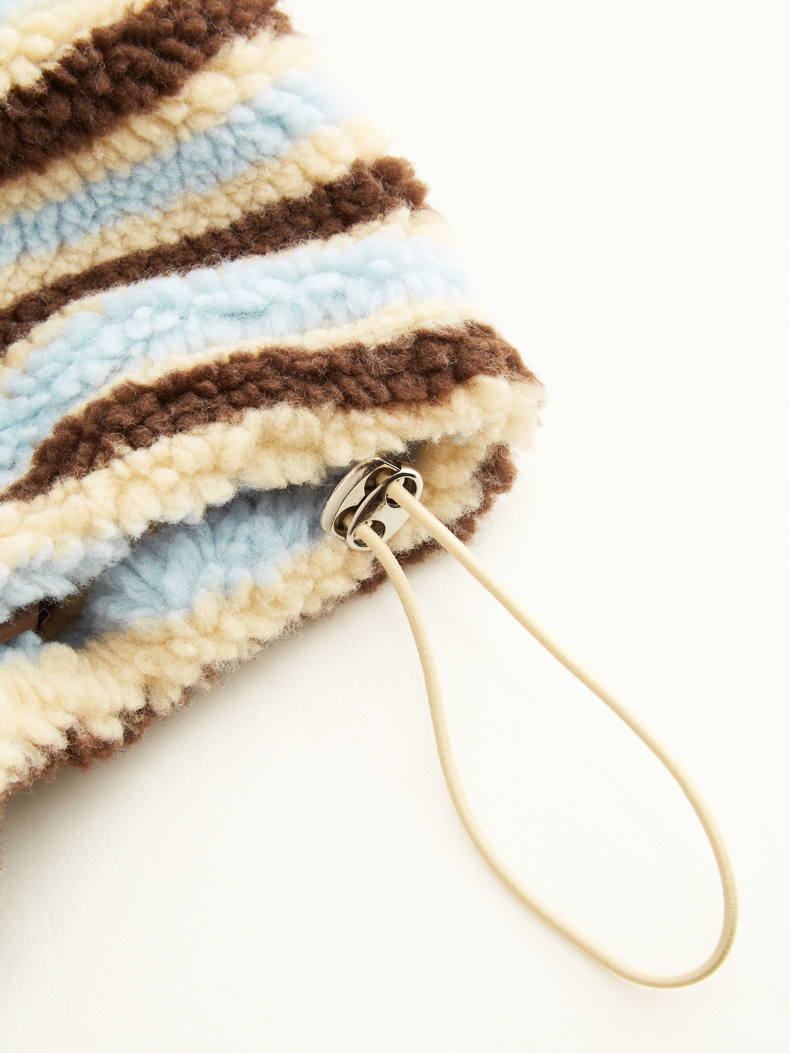 Fleece Stripe Stand Collar Drawstring Half Zip Oversized Sweatshirt Curve & Plus