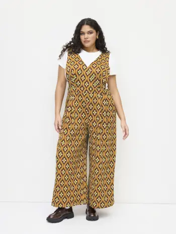 V-Ausschnitt Blumenmuster Geometrie Overalls Kurve & Plus