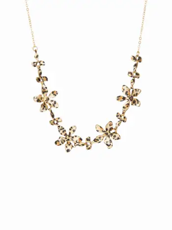 COLLANA CON CATENA DI FIORI E STAMPA LEOPARDATA
