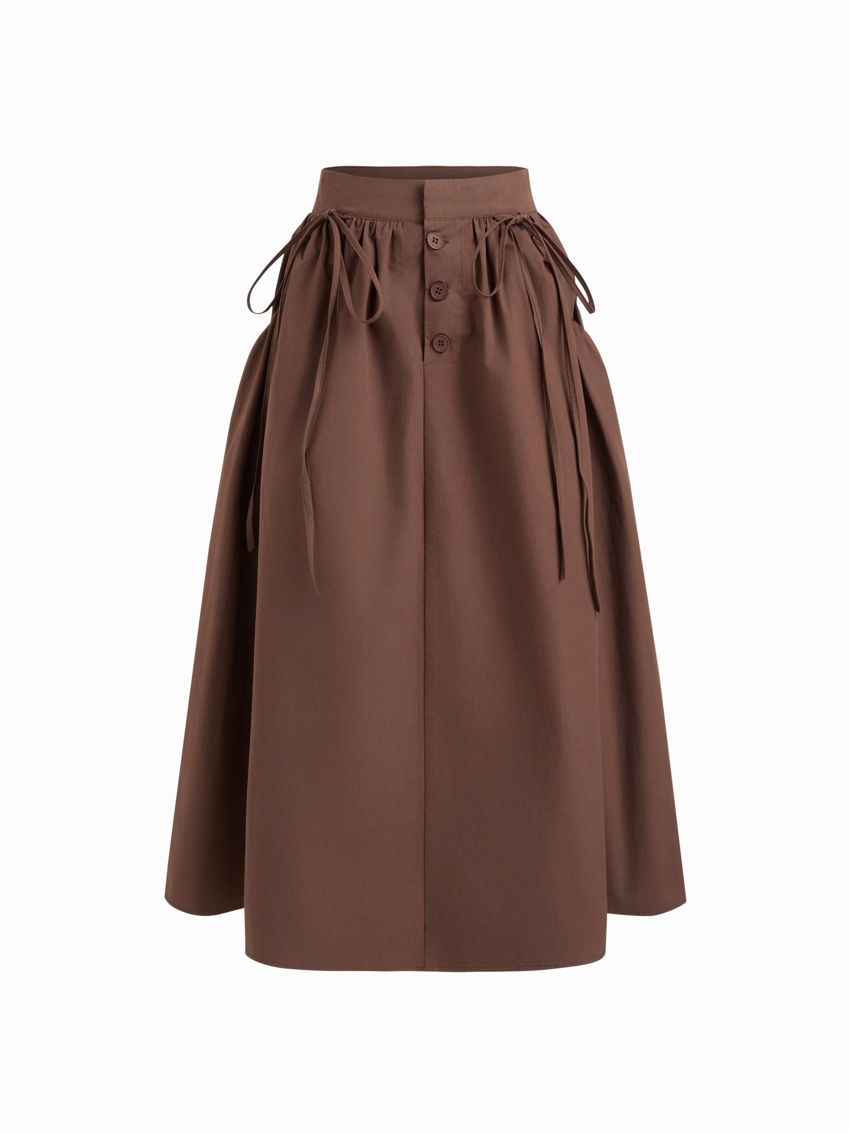 Cotton-blend Mid Rise Bowknot Maxi Skirt