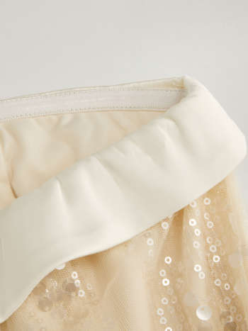 Sequins Fold Over Tie Back Mini Bandeau Dress