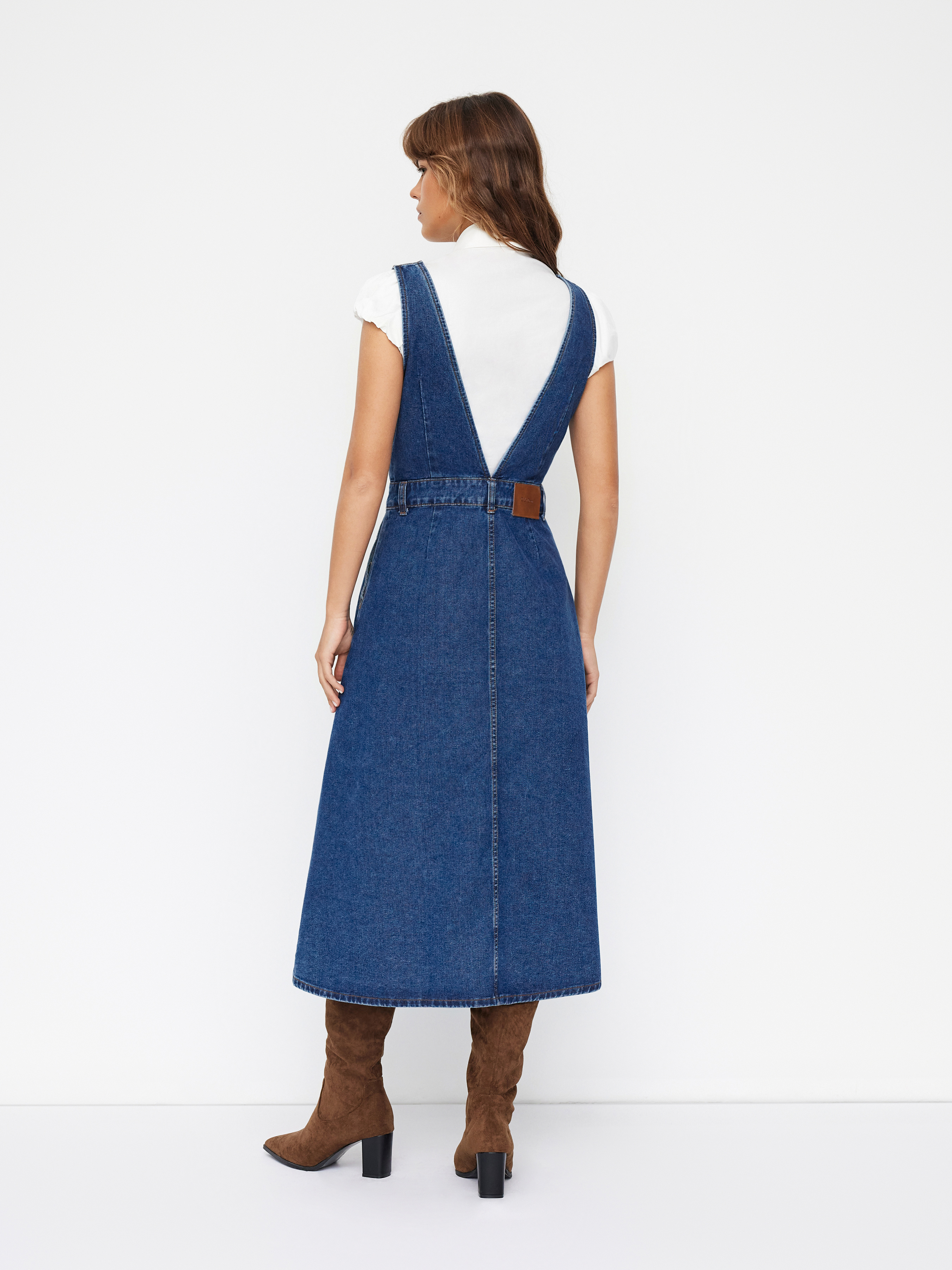 Cider Denim V-neck Button Maxi Dress