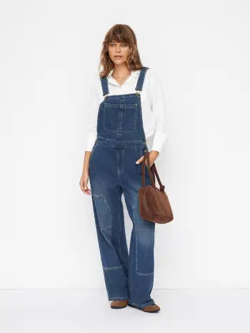Cider Jeans Low-Rise Wide-Leg Overalls