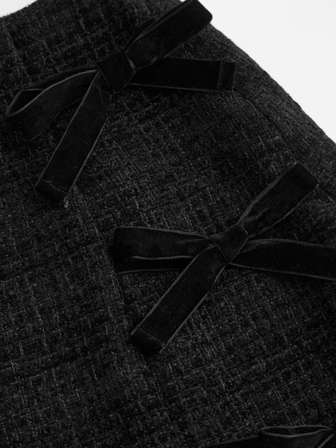 Tweed Mid Rise Bowknot Mini Skirt
