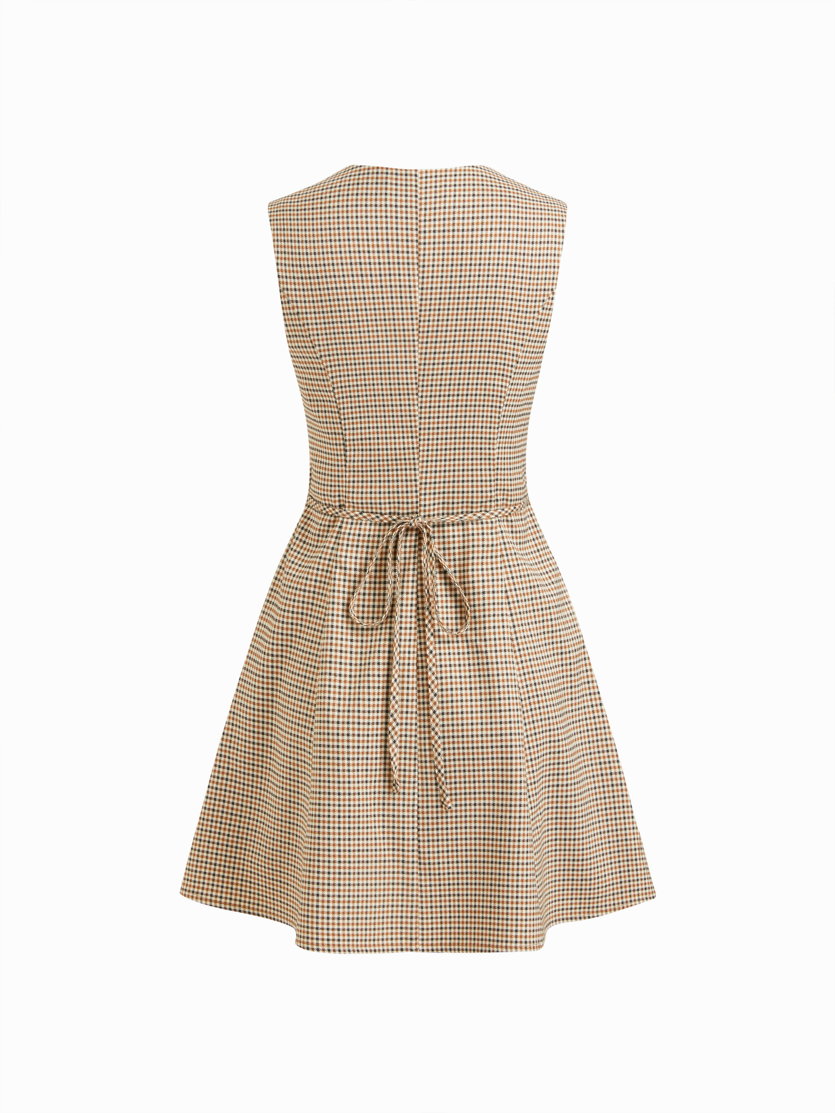 Vestido Mini A-line con Media Cremallera y Nudo en la Espalda en Estampado Lábarago