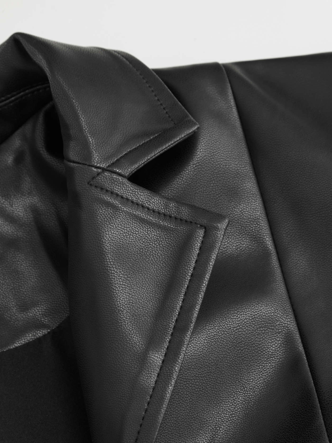 Faux Leather Collar Bell Sleeve Tie Front Bow Jacket