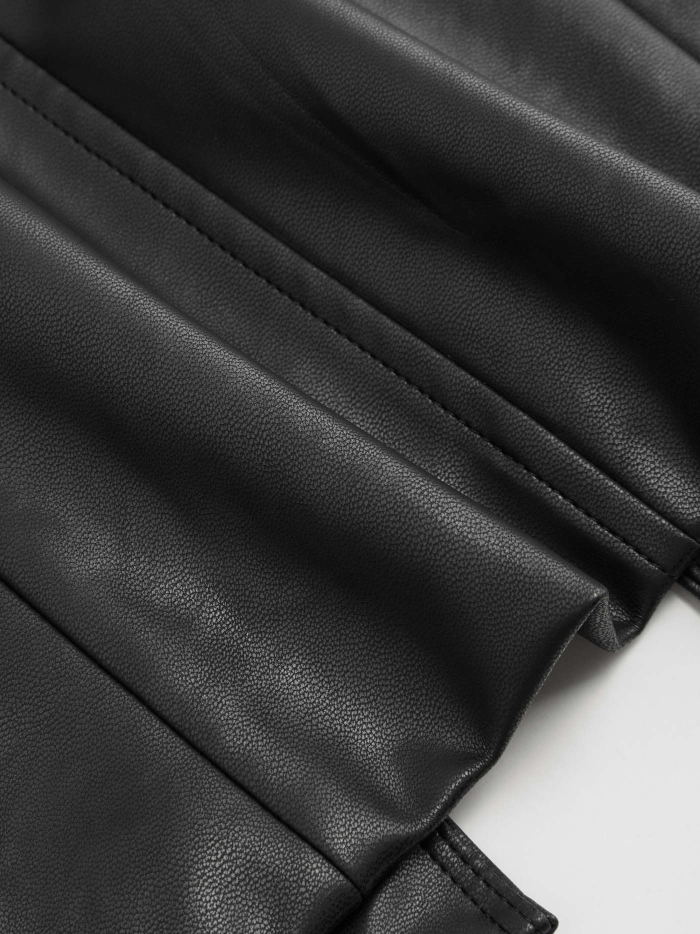 Faux Leather Collar Bell Sleeve Tie Front Bow Jacket
