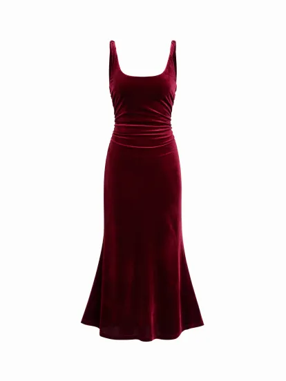 Velvet Solid Cross Wide Leg Jumpsuit