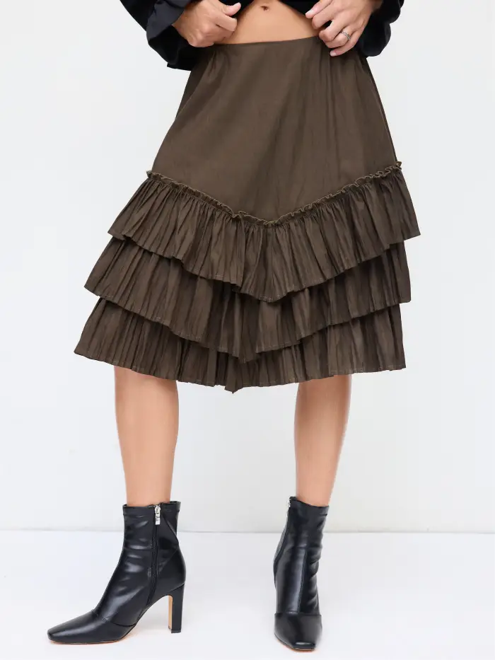 Velvet Stand Collar Lettuce Trim Bell Sleeve Jacket