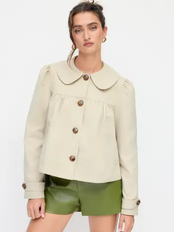 Giacca oversize arricciata con colletto alla Peter Pan