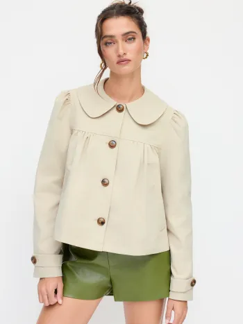 Giacca oversize arricciata con colletto alla Peter Pan