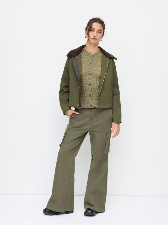 Cotton Collar Buckle Oversized Barn Jacket