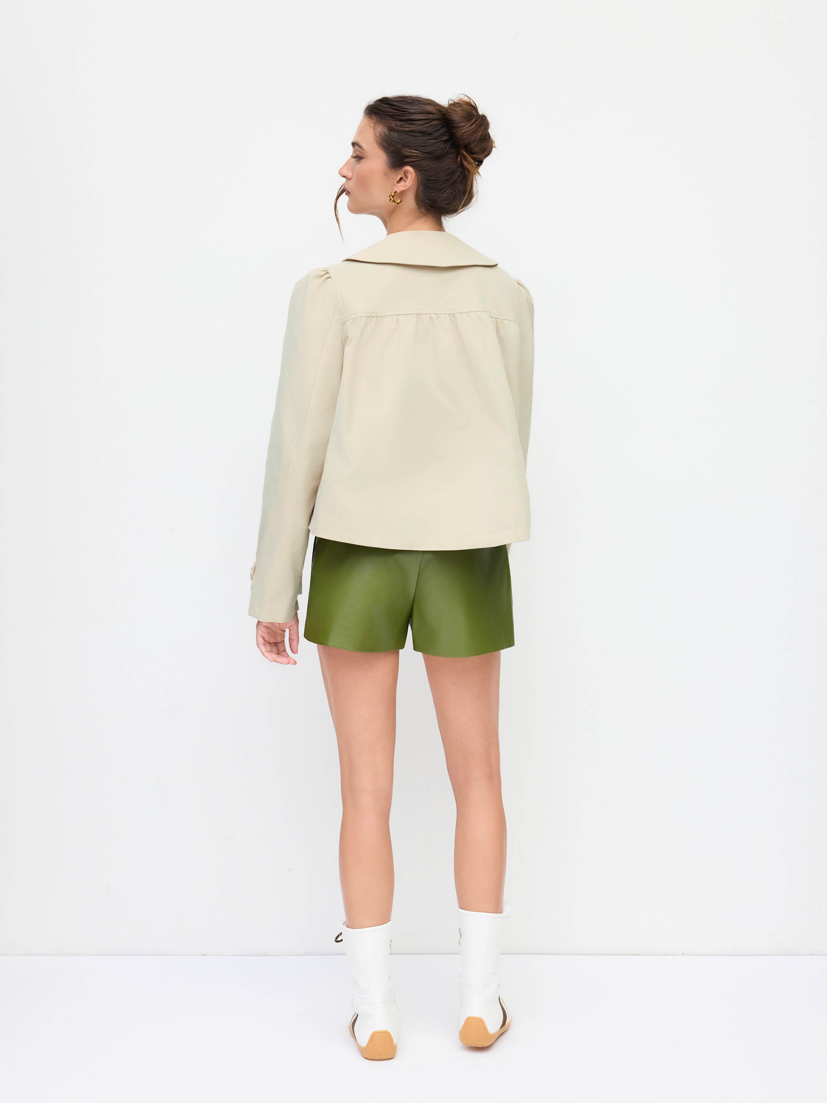 Peter Pan Collar Ruched Oversized Jacket