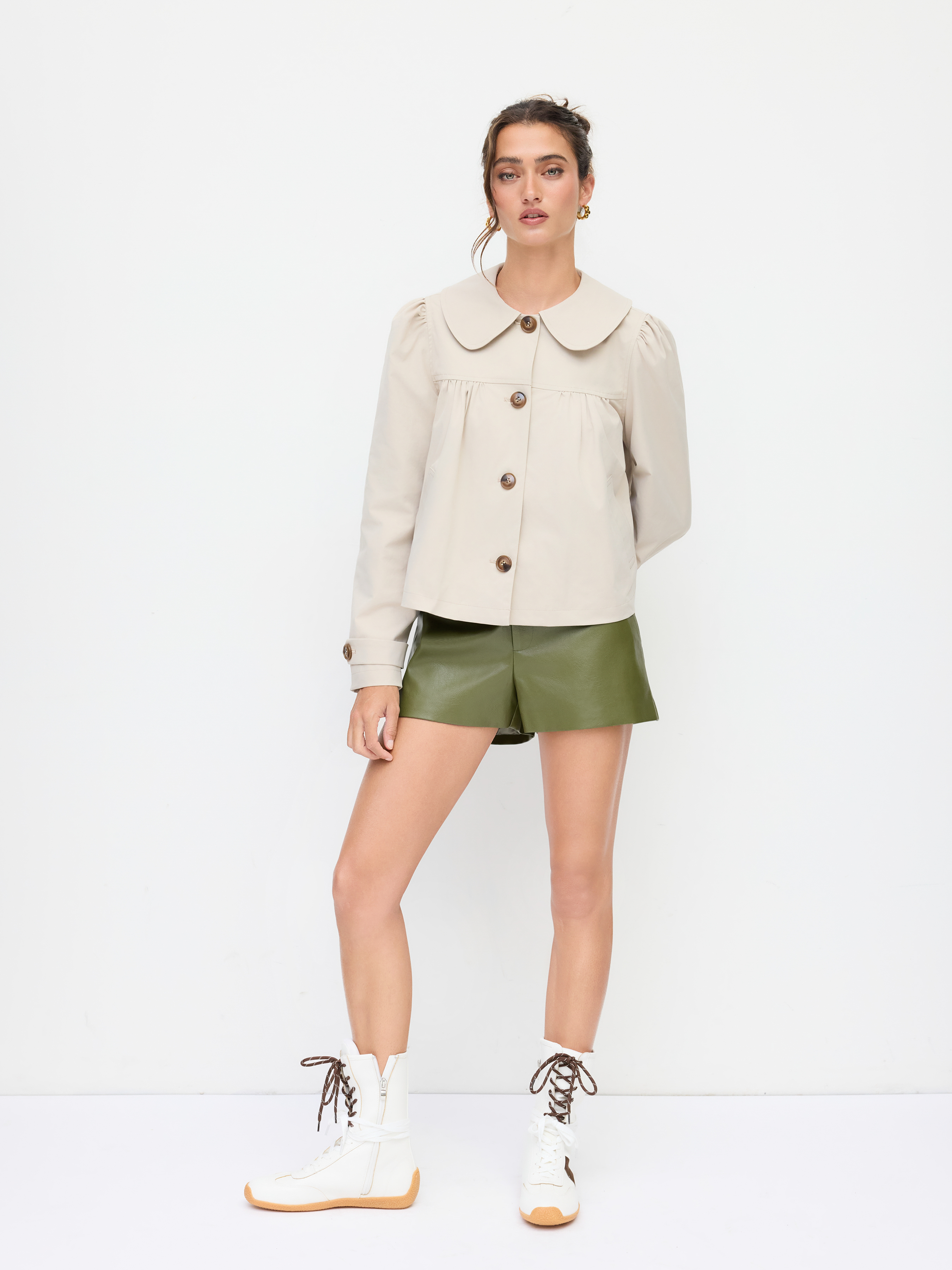 Faux Leather Low Rise Shorts